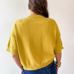 Crew Neck Knit Top -Mustard