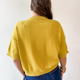 Crew Neck Knit Top -Mustard