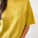 Crew Neck Knit Top -Mustard