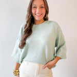 Crew Neck Oversized Sweater - Sage