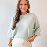 Crew Neck Oversized Sweater - Sage