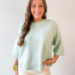 Crew Neck Oversized Sweater - Sage