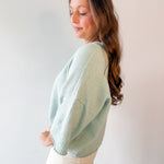 Crew Neck Oversized Sweater - Sage