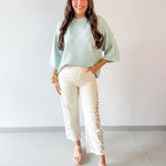 Crew Neck Oversized Sweater - Sage