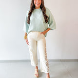 Crew Neck Oversized Sweater - Sage