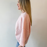 Crew Neck Oversized Sweater - Soft Pink