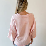 Crew Neck Oversized Sweater - Soft Pink