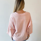 Crew Neck Oversized Sweater - Soft Pink