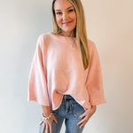 Crew Neck Oversized Sweater - Soft Pink