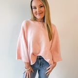 Crew Neck Oversized Sweater - Soft Pink