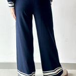 Crew Neck With Stripe Hem Sweater & Pant Set
