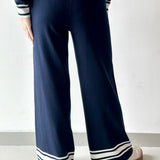 Crew Neck With Stripe Hem Sweater & Pant Set