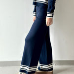 Crew Neck With Stripe Hem Sweater & Pant Set