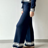 Crew Neck With Stripe Hem Sweater & Pant Set