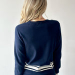 Crew Neck With Stripe Hem Sweater & Pant Set