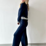 Crew Neck With Stripe Hem Sweater & Pant Set