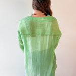 Crinkled Button Up Top - Mint