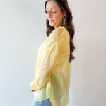 Crinkled Button up Top - Yellow