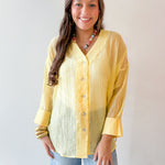Crinkled Button up Top - Yellow