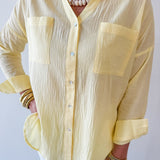 Crinkled Top with Front Pockets