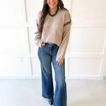 Crochet Stitch Drop Shoulder Sweater - Coco