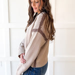 Crochet Stitch Drop Shoulder Sweater - Coco