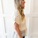 Crochet Twofer with Peplum Top - Cream