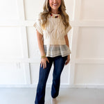 Crochet Twofer with Peplum Top - Cream