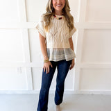 Crochet Twofer with Peplum Top - Cream