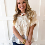 Crochet Twofer with Peplum Top - Cream