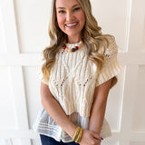 Crochet Twofer with Peplum Top - Cream