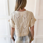 Crochet Twofer with Peplum Top - Cream
