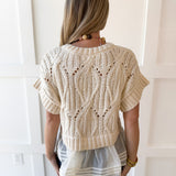 Crochet Twofer with Peplum Top - Cream