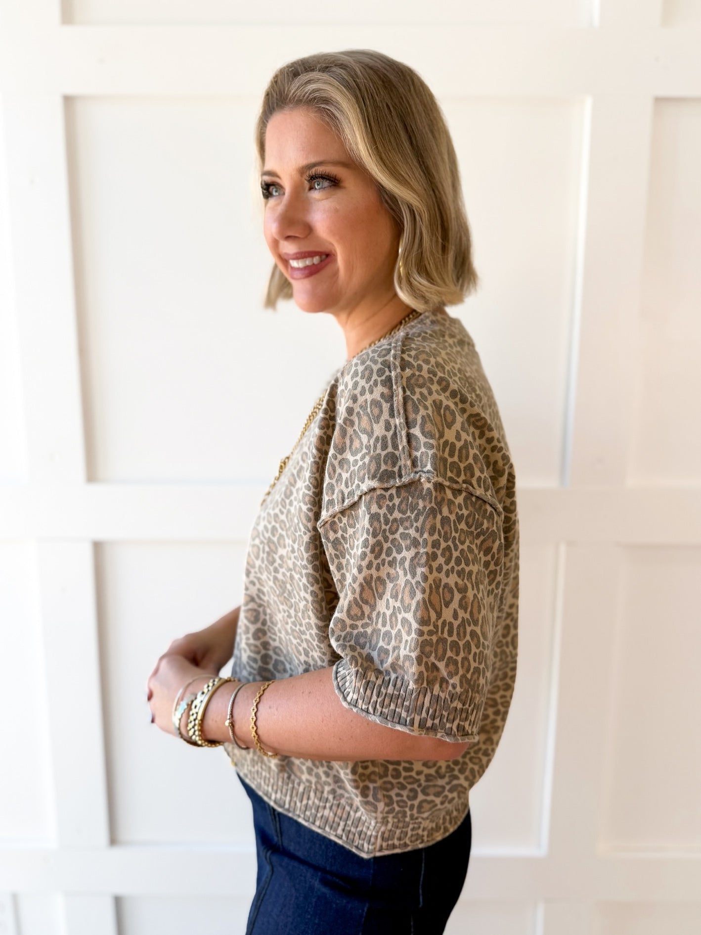 Crop Leopard Print Top - Honey