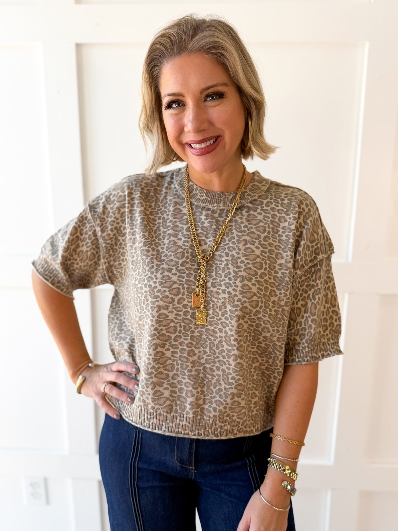 Crop Leopard Print Top - Honey