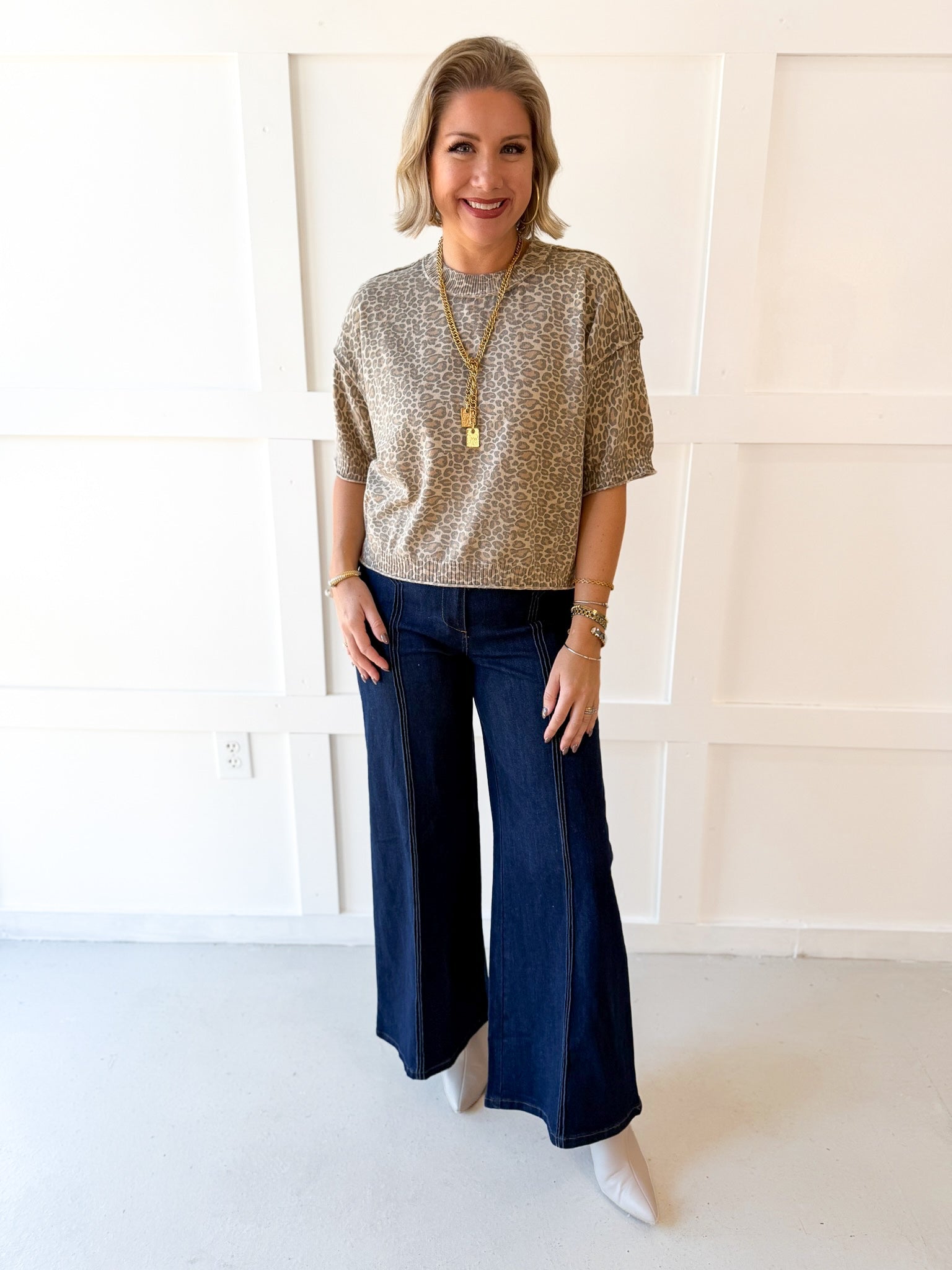 Crop Leopard Print Top - Honey