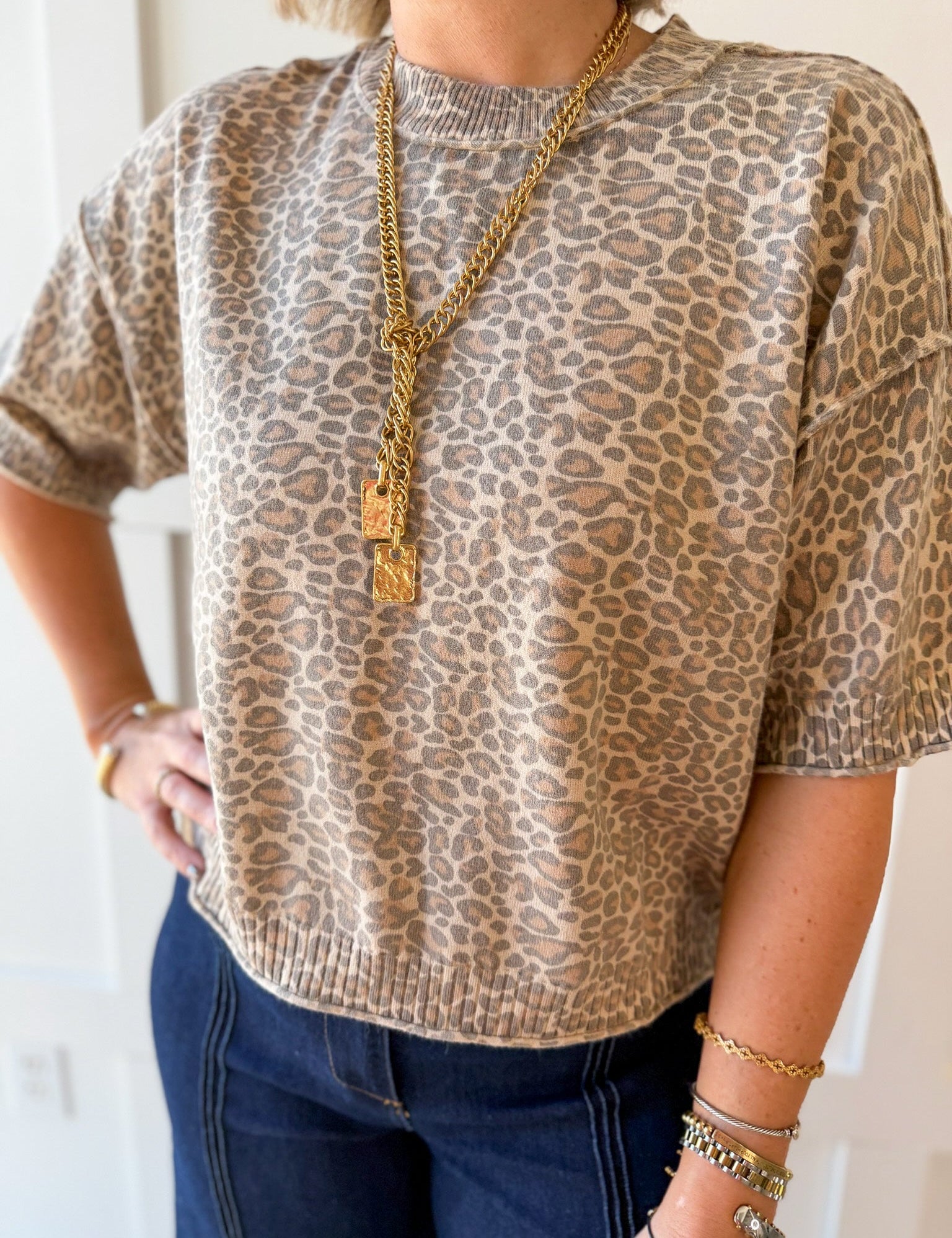 Crop Leopard Print Top - Honey
