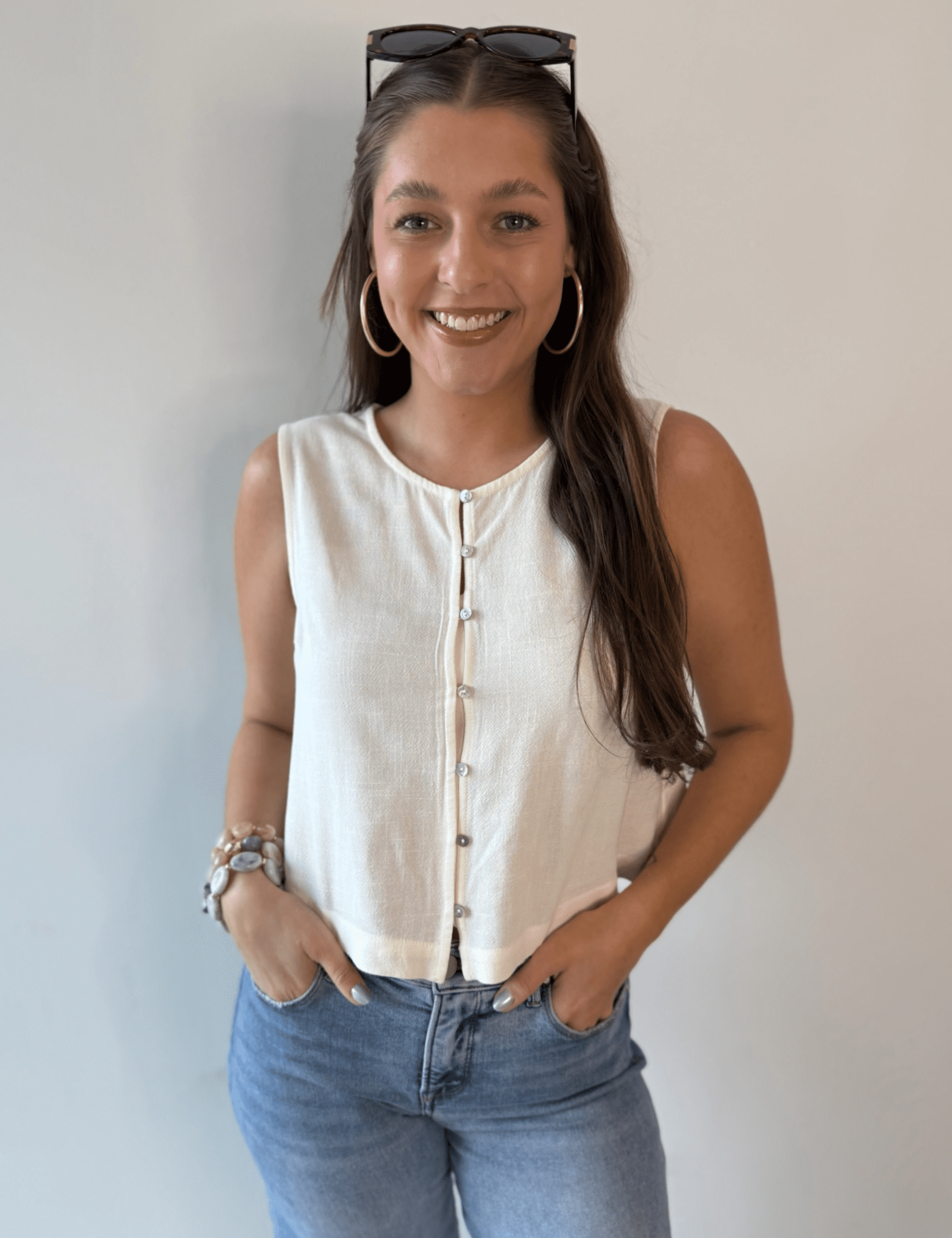 Crop Tank with Button Details