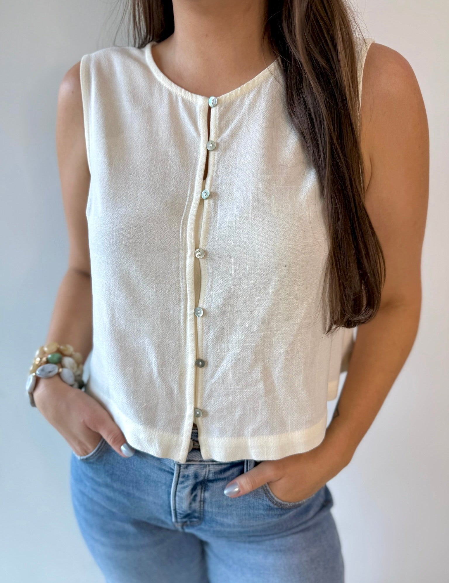 Crop Tank with Button Details