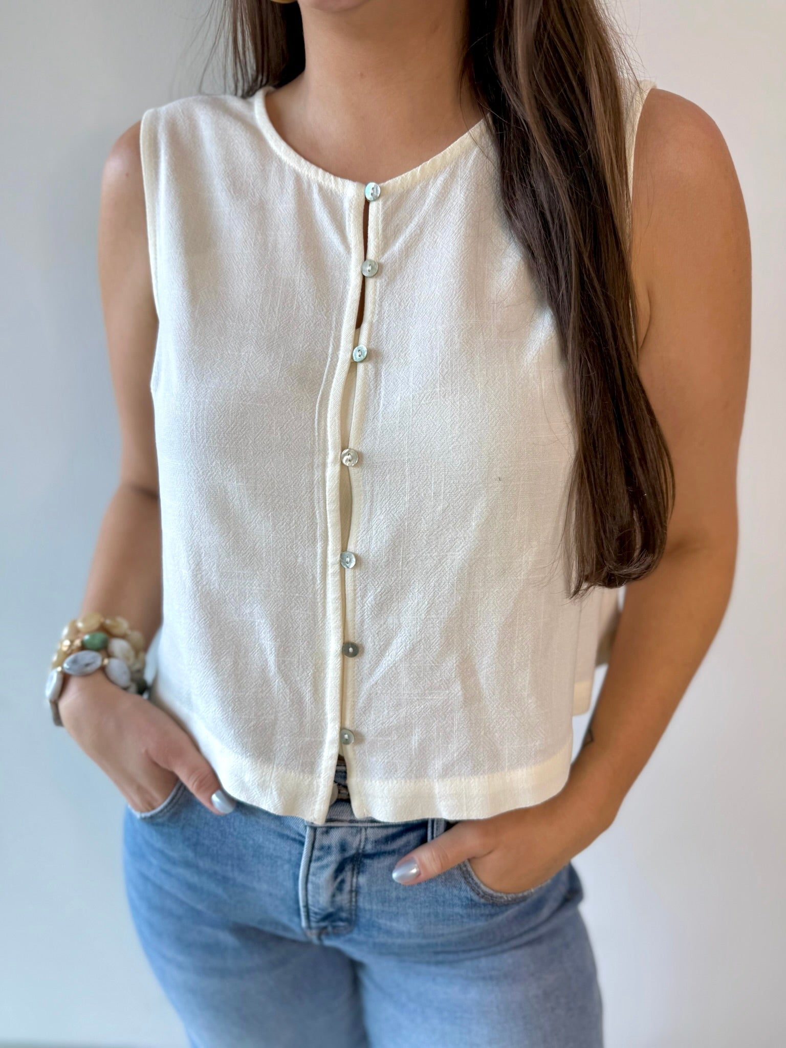 Crop Tank with Button Details