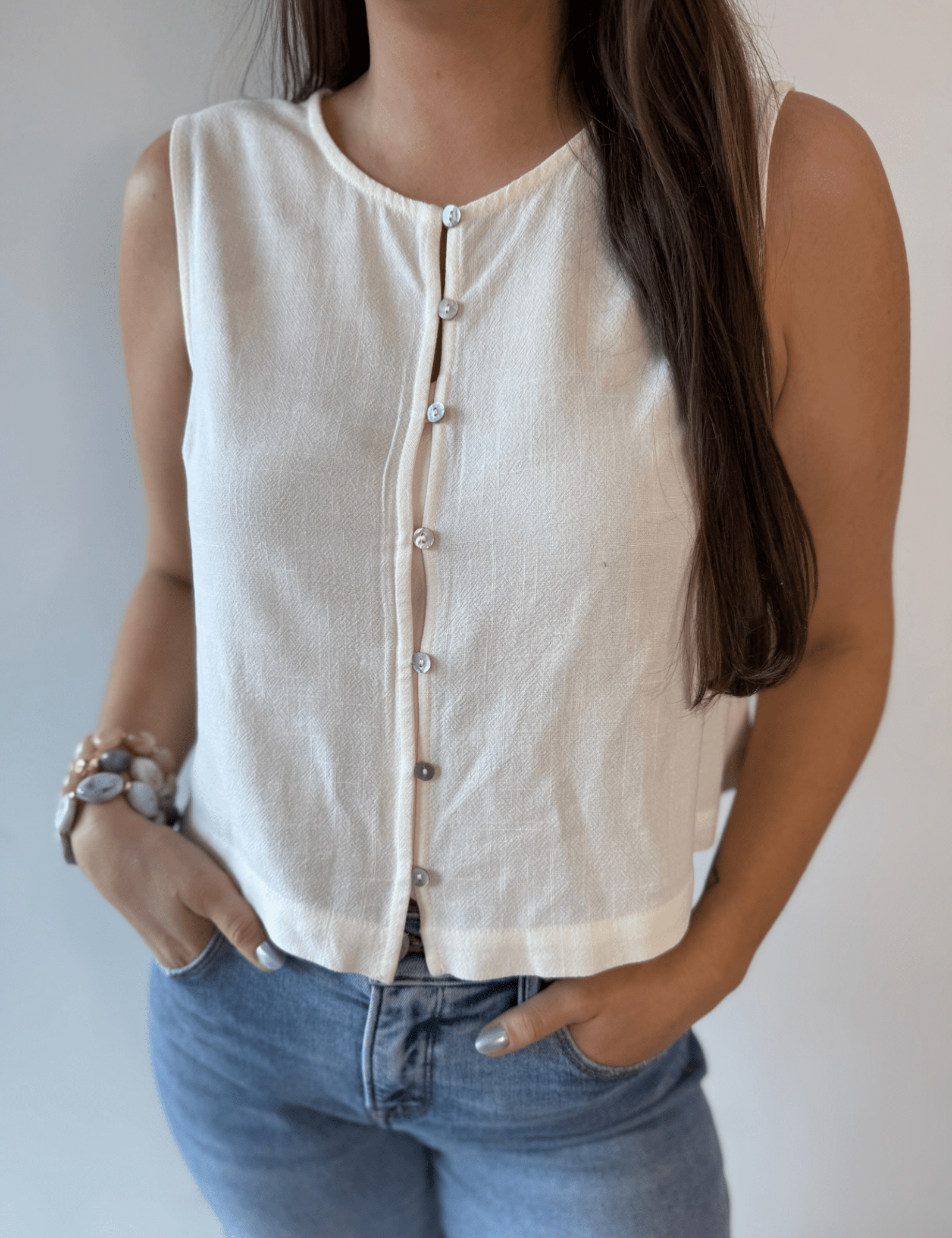 Crop Tank with Button Details
