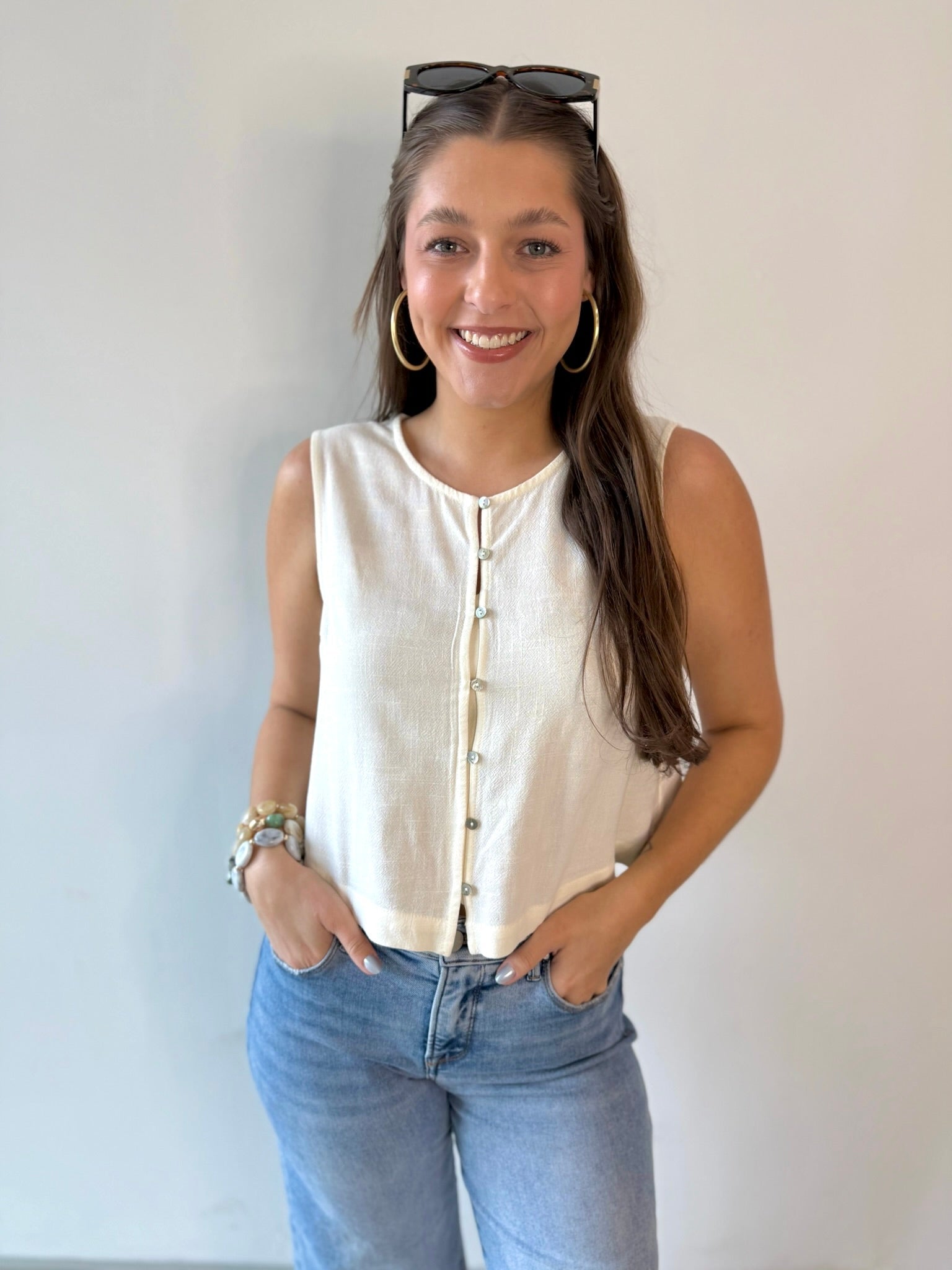 Crop Tank with Button Details