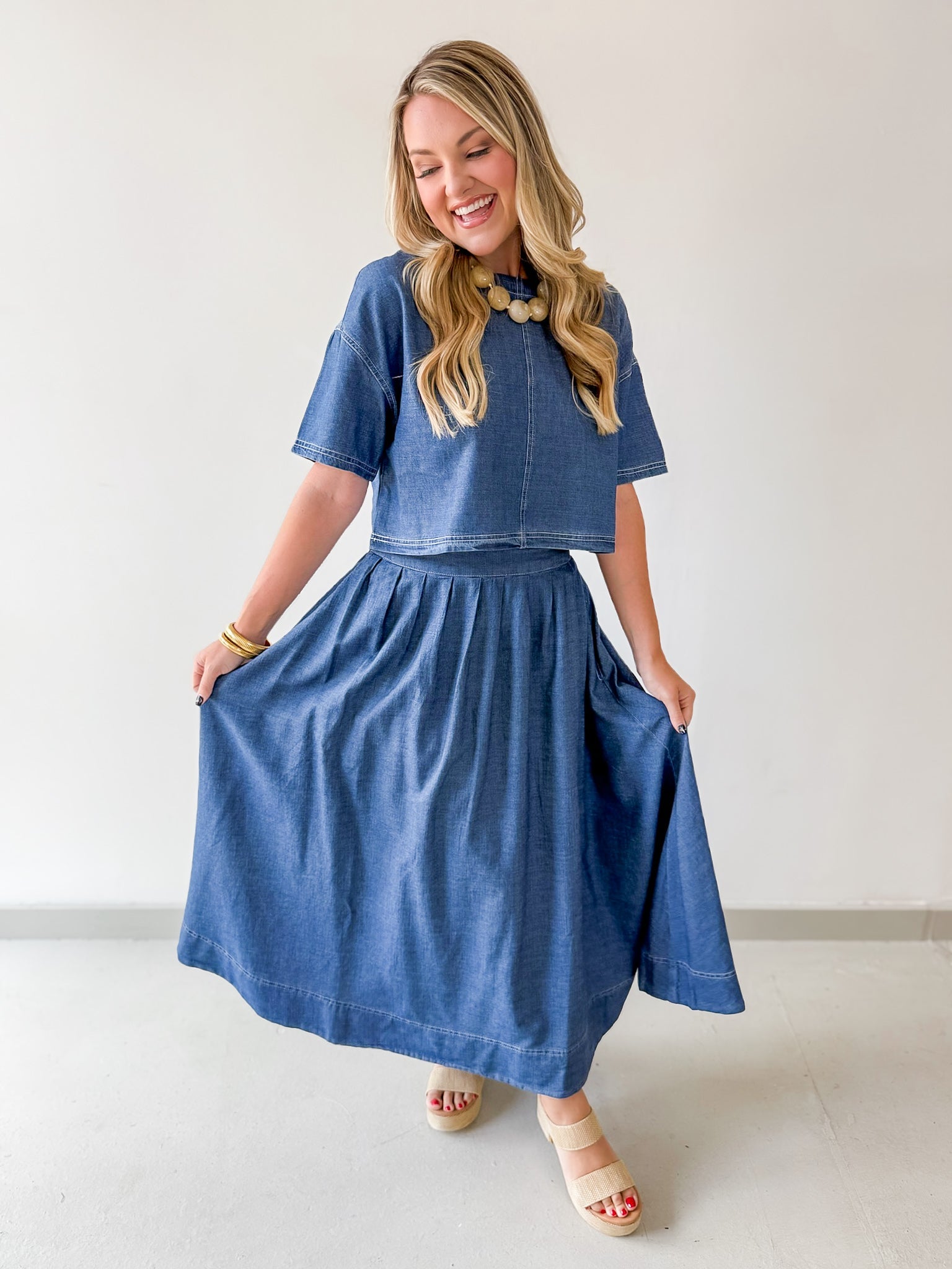 Crop Top & Pleated Skirt Set