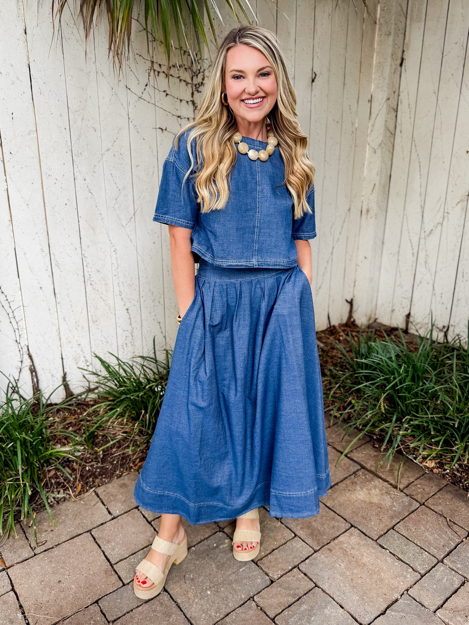 Crop Top & Pleated Skirt Set