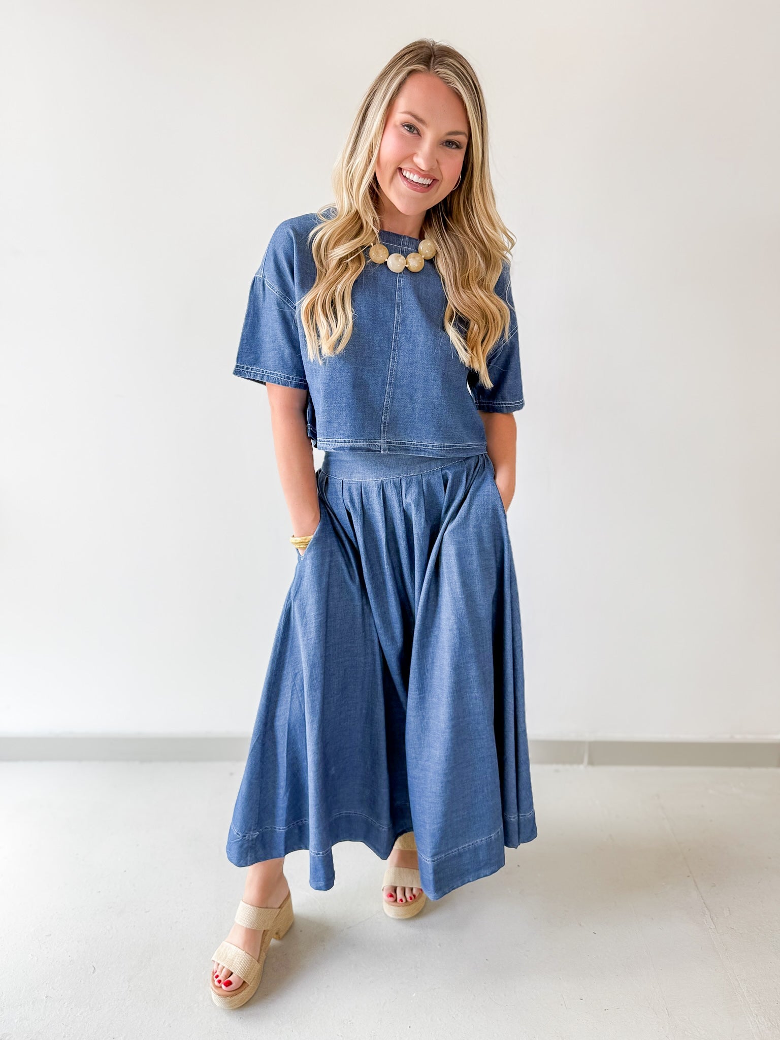 Crop Top & Pleated Skirt Set