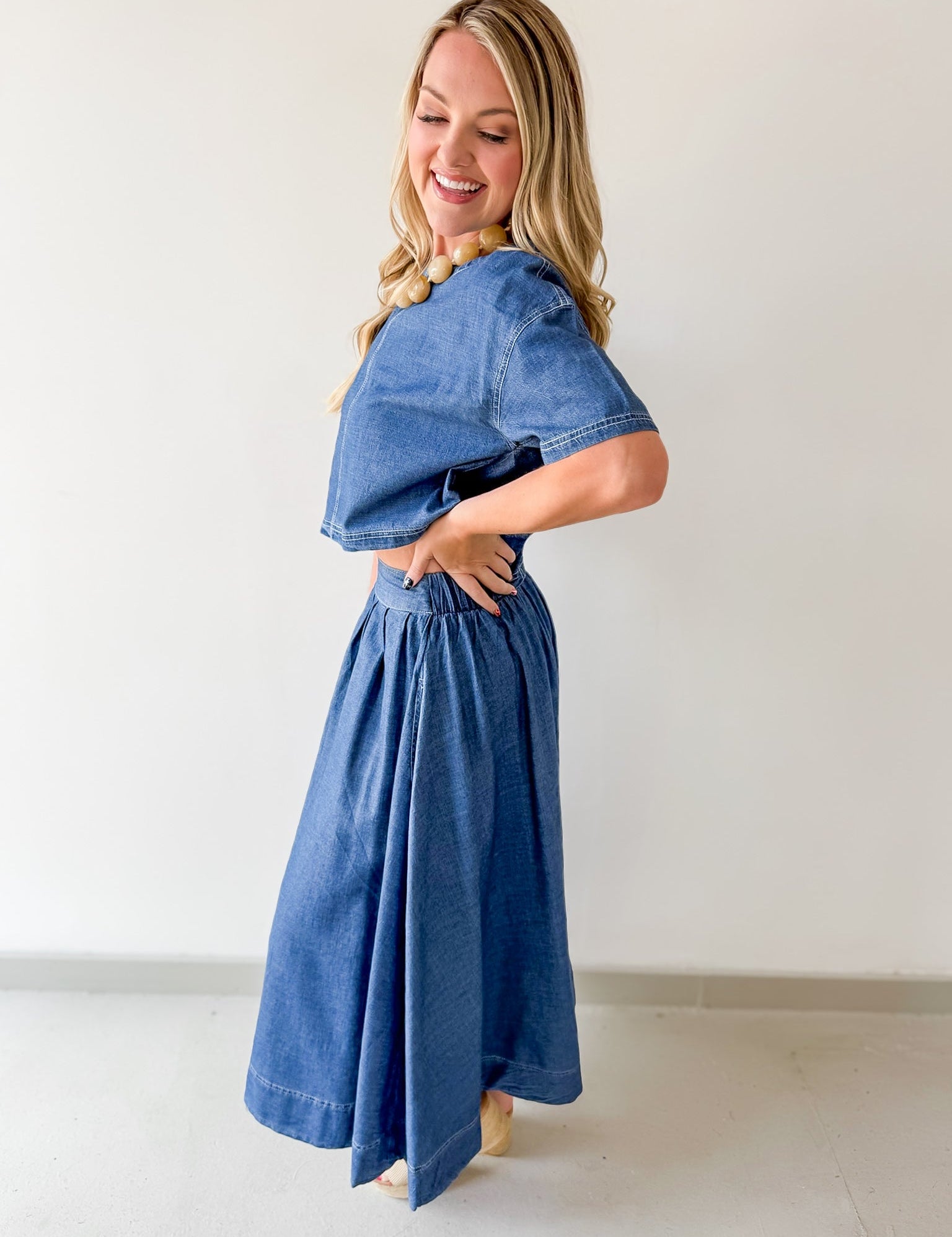 Crop Top & Pleated Skirt Set