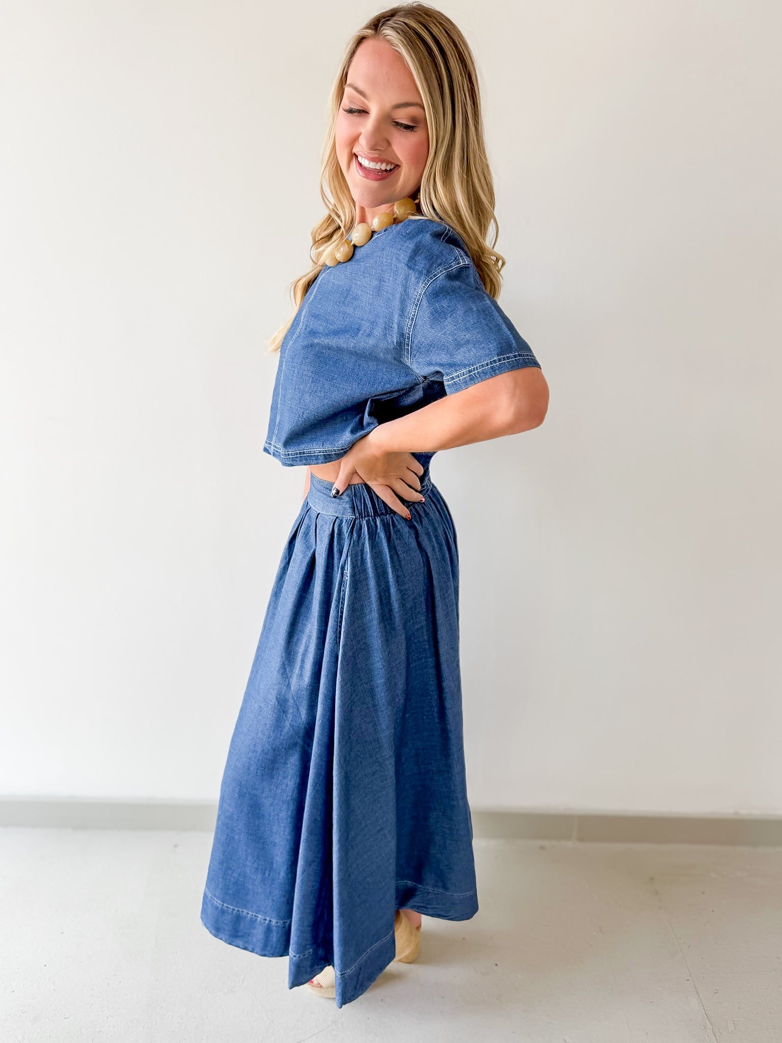 Crop Top & Pleated Skirt Set