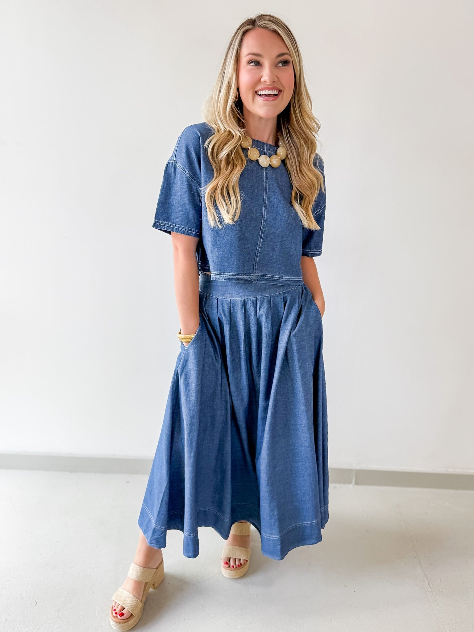 Crop Top & Pleated Skirt Set