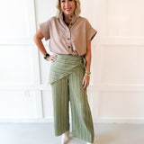 Cropped Elastic Bubble Hem Top - Taupe