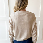 Cropped Knit Crew Sweater - Oatmeal